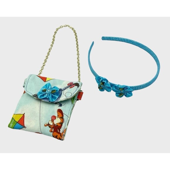 Girls Accessories Blue Purse Bag & Headband Set With Bow Winnie The Pooh - Picture 1 of 16